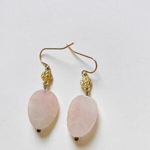 Hand-carved Natural Rose Quartz Dangle Earrings